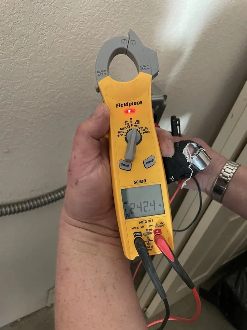 Voltage testing with clamp meter during Generator Installation in Laurens